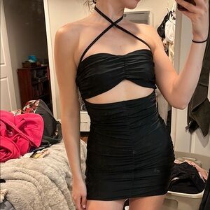 Black mini halter dress
